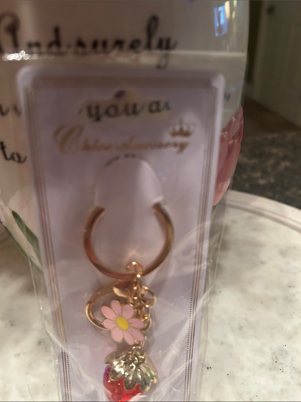 Strawberry & Pink Daisy bag Charm - Picture 3 of 3